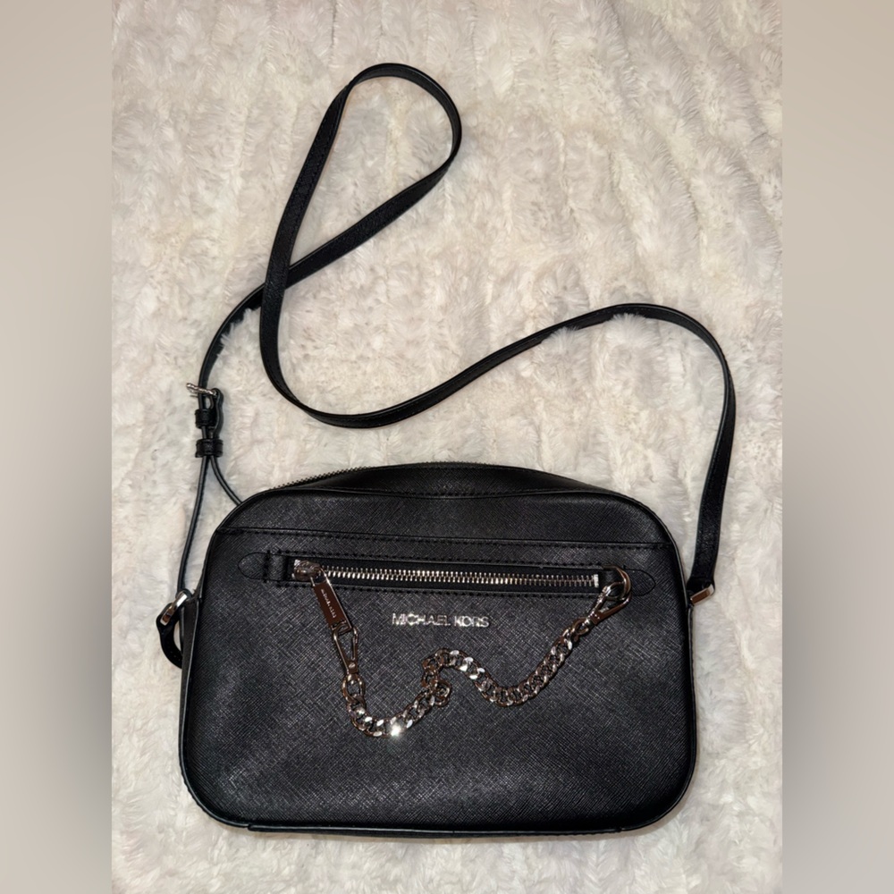 Michael Kors Black Crossbody with Chain Accent